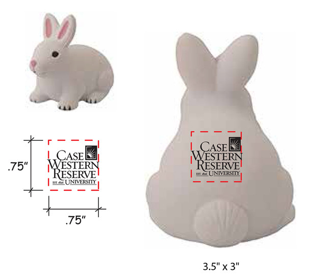 One-thousand rabbit squeezies with CWRU stakced logo in black printed as shown below, 2 day rush