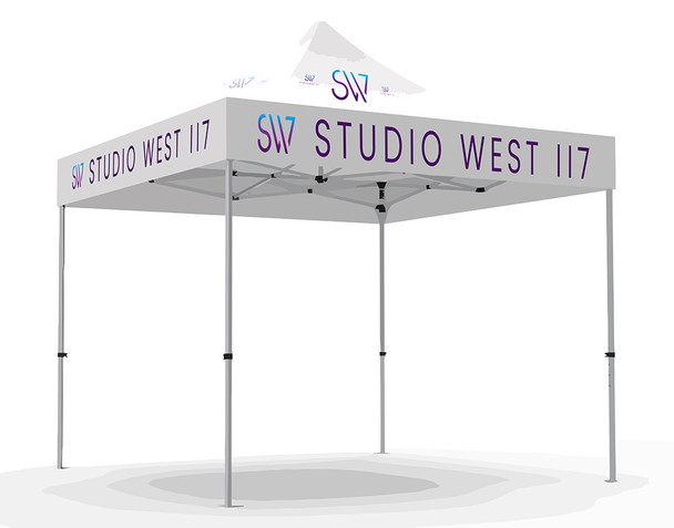 One 10x10 tent and one 10x8 step and repeat backdrop banner, tax