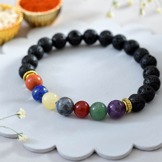 7 Chakra Lava Stone Rakhi