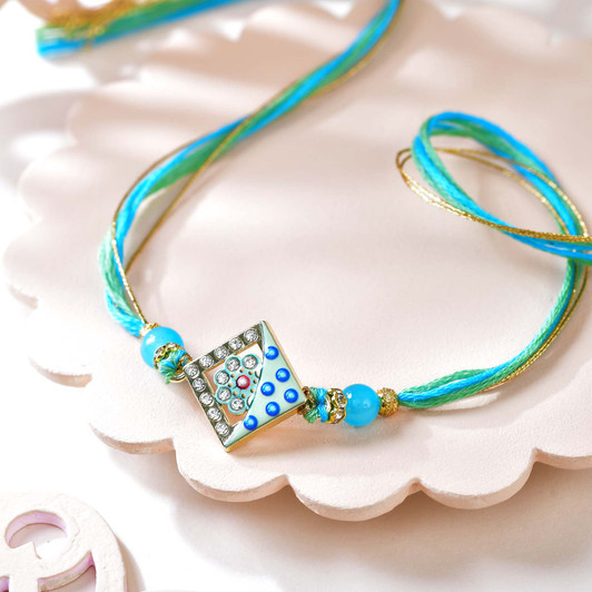 Aqua Royale Crystal Square Rakhi (Loose)