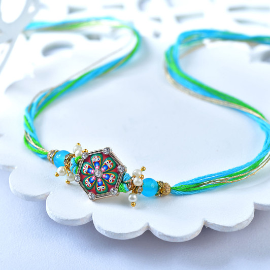 Peacock Hexa Charm Rakhi (Loose)