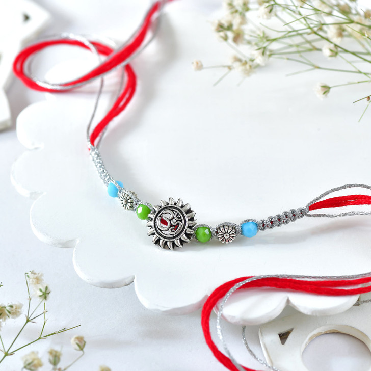 Om Divine Silver Rakhi