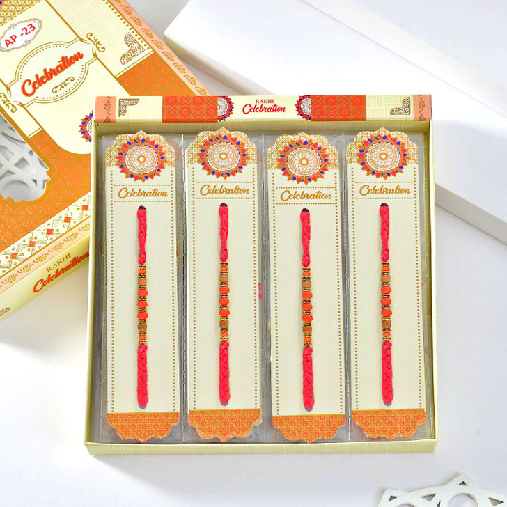 Divine Rudraksh Rakhi with Coral Beads