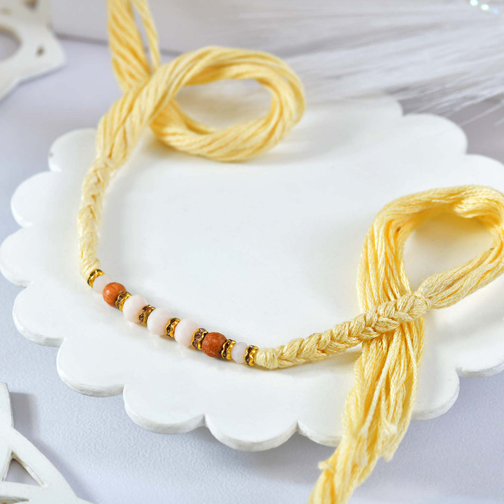 Sacred Ivory Rudraksha & Beads Rakhi