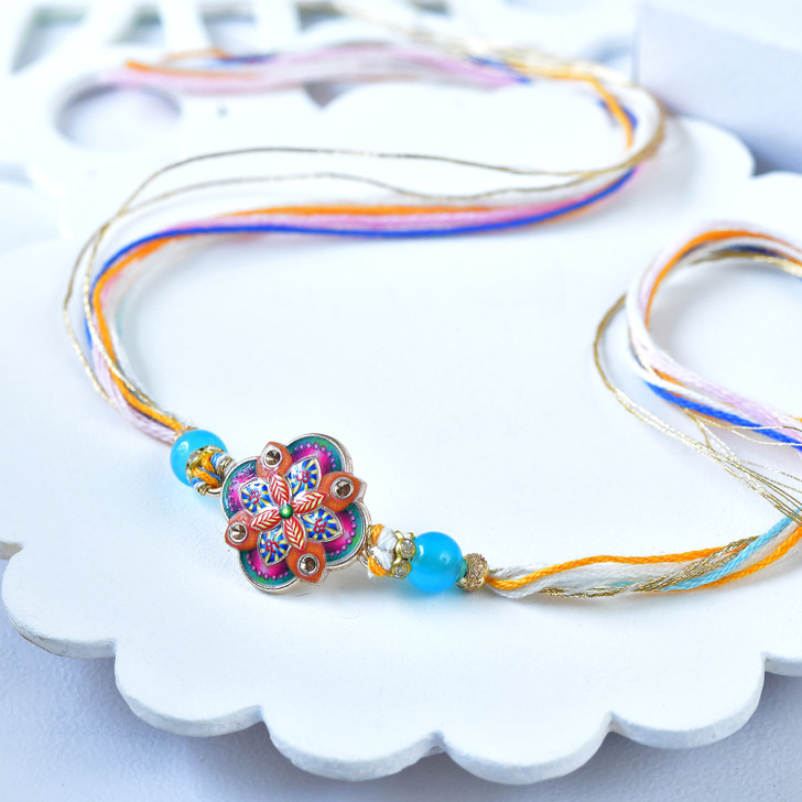 Pastel Multicolor Floral Designer Rakhi