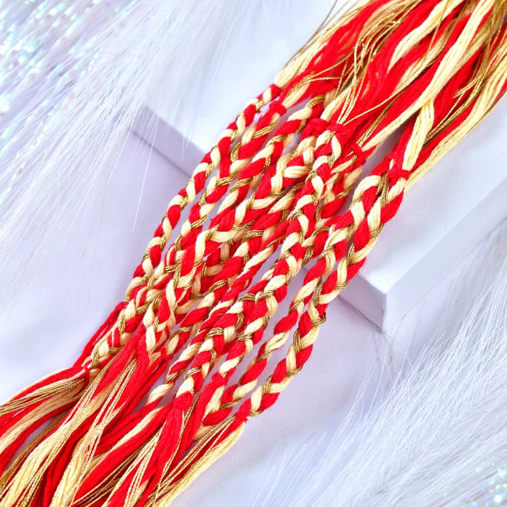 Swastik Red and Gold Braided Rakhi (Loose)