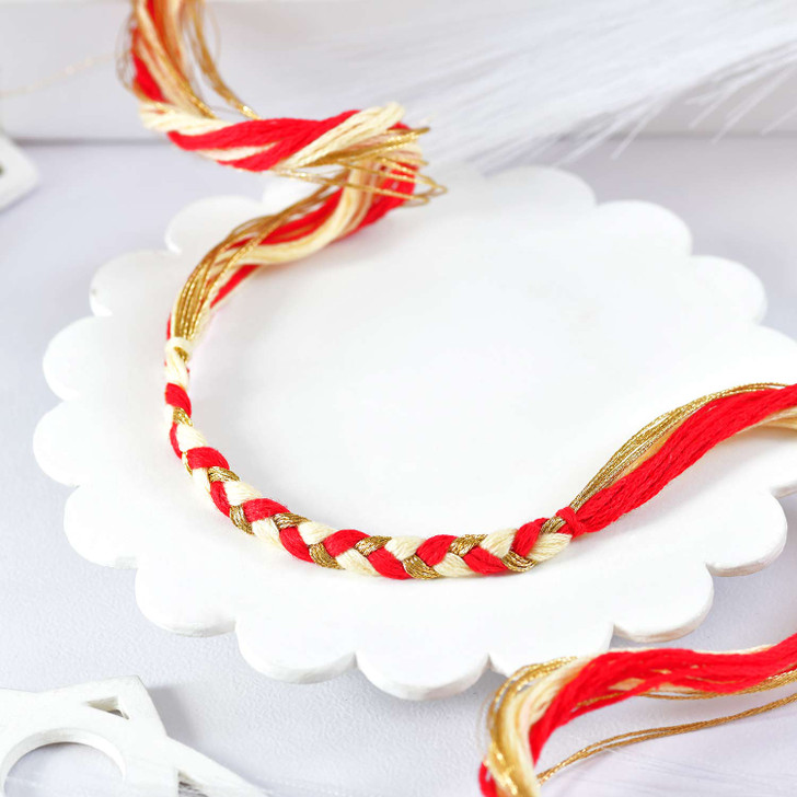 Sacred Red and Gold Braided Rakhi (Loose)