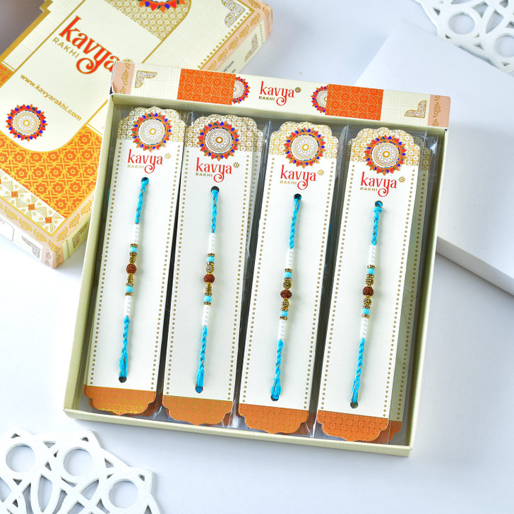 Sky Blue Rudraksha Elegance Rakhi