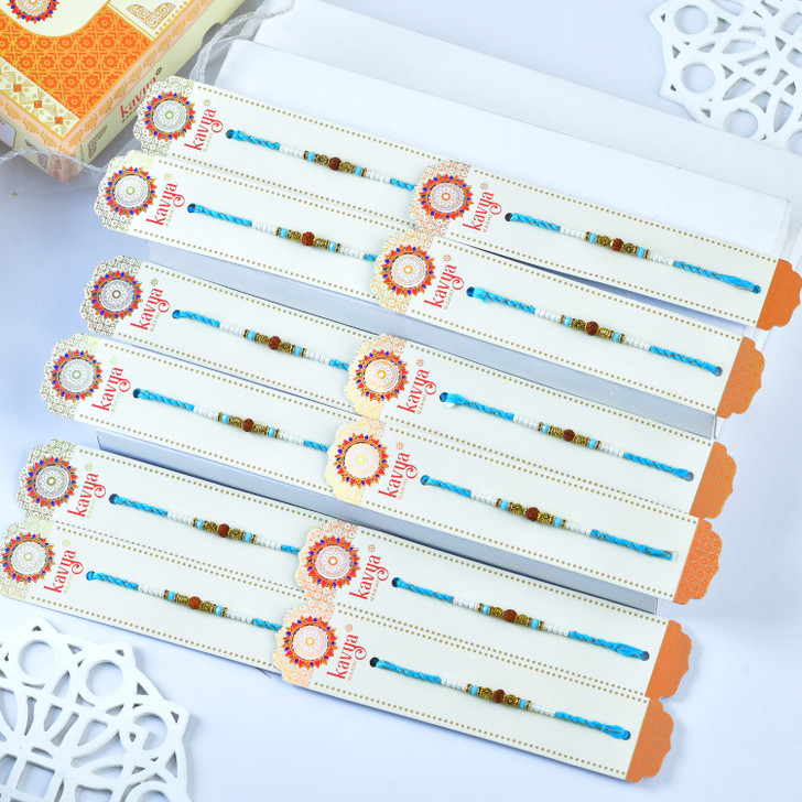 Sky Blue Rudraksha Elegance Rakhi