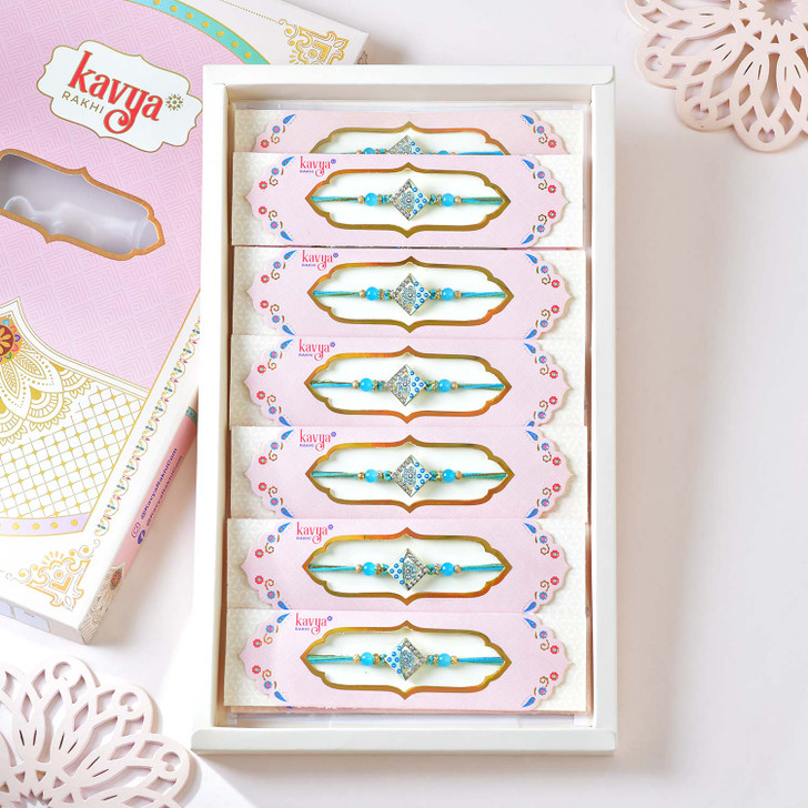 Aqua Royale Crystal Square Rakhi