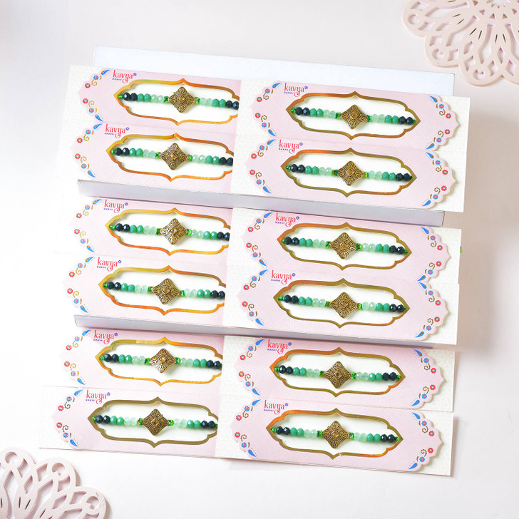 Emerald Aura Antique Square Rakhi