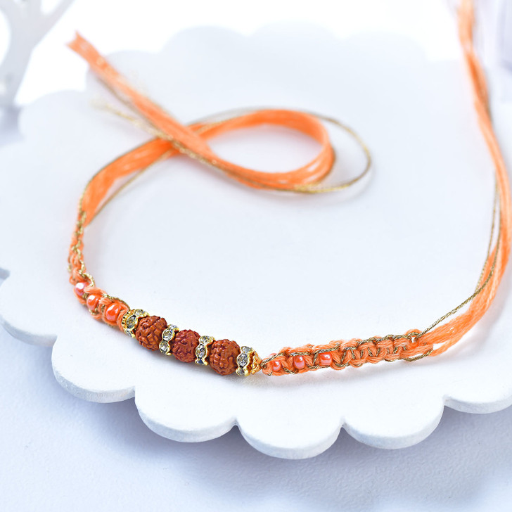 Saffron Aura Rudraksha Rakhi (Loose)