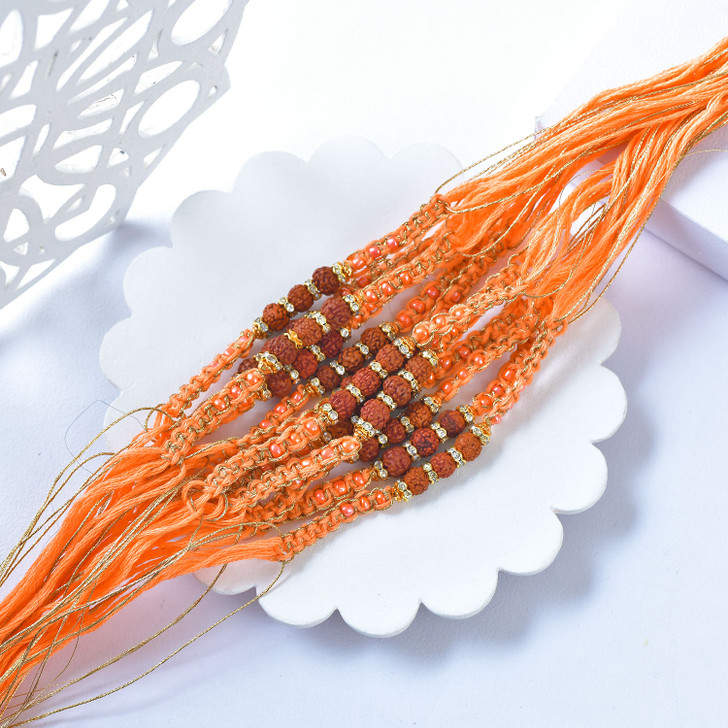 Saffron Aura Rudraksha Rakhi (Loose)
