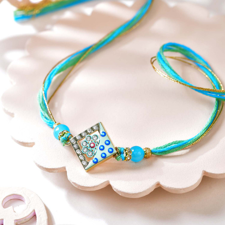 Aqua Royale Crystal Square Rakhi (Loose)