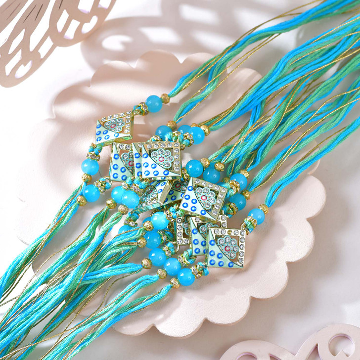 Aqua Royale Crystal Square Rakhi (Loose)