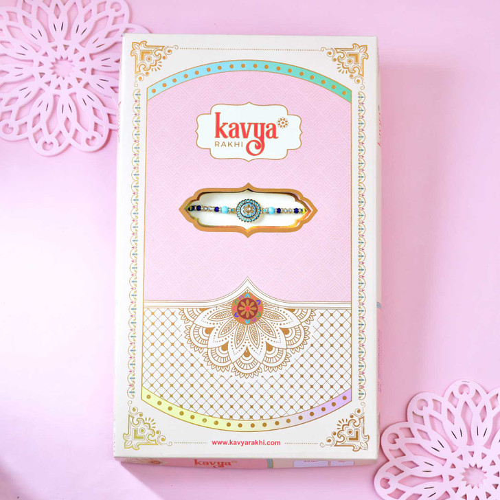 Royal Blue & Yellow Designer Thread Rakhi