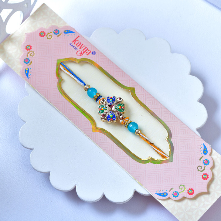 Royal Multicolor Kundan Floral Rakhi