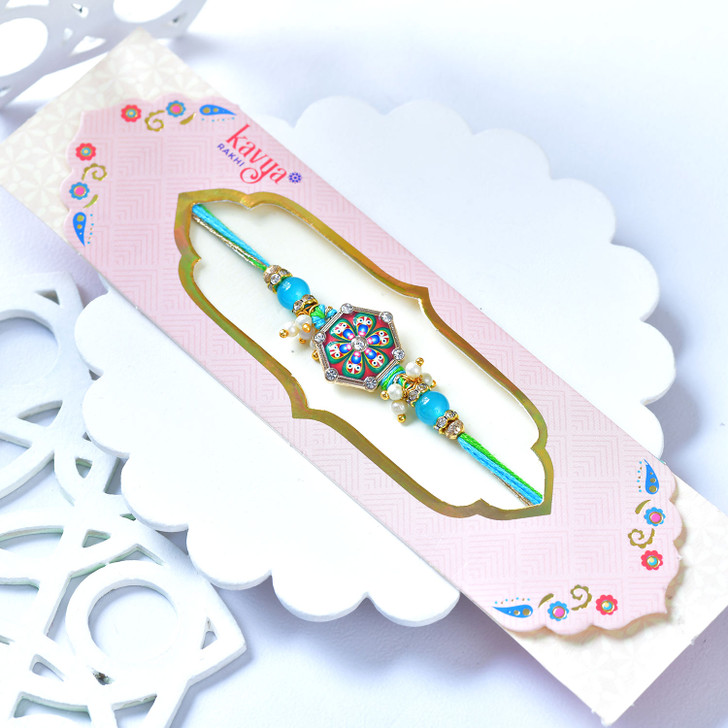 Peacock Hexa Charm Rakhi