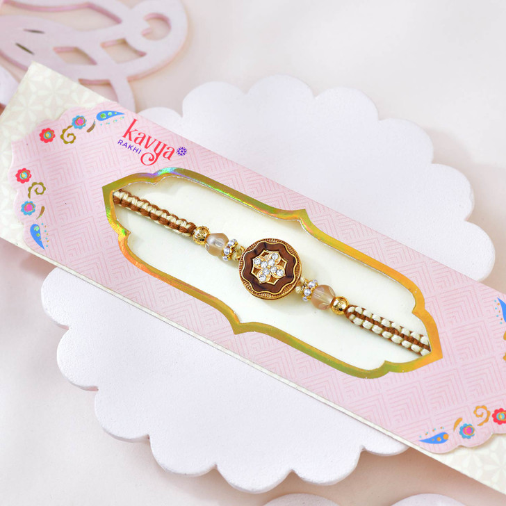 Kavya Rakhi Golden Blossom Designer Rakhi
