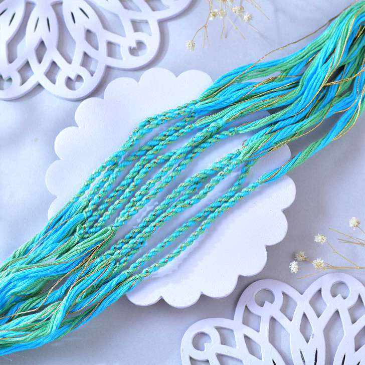 Aqua Mint Twisted Mauli Rakhi (Loose)