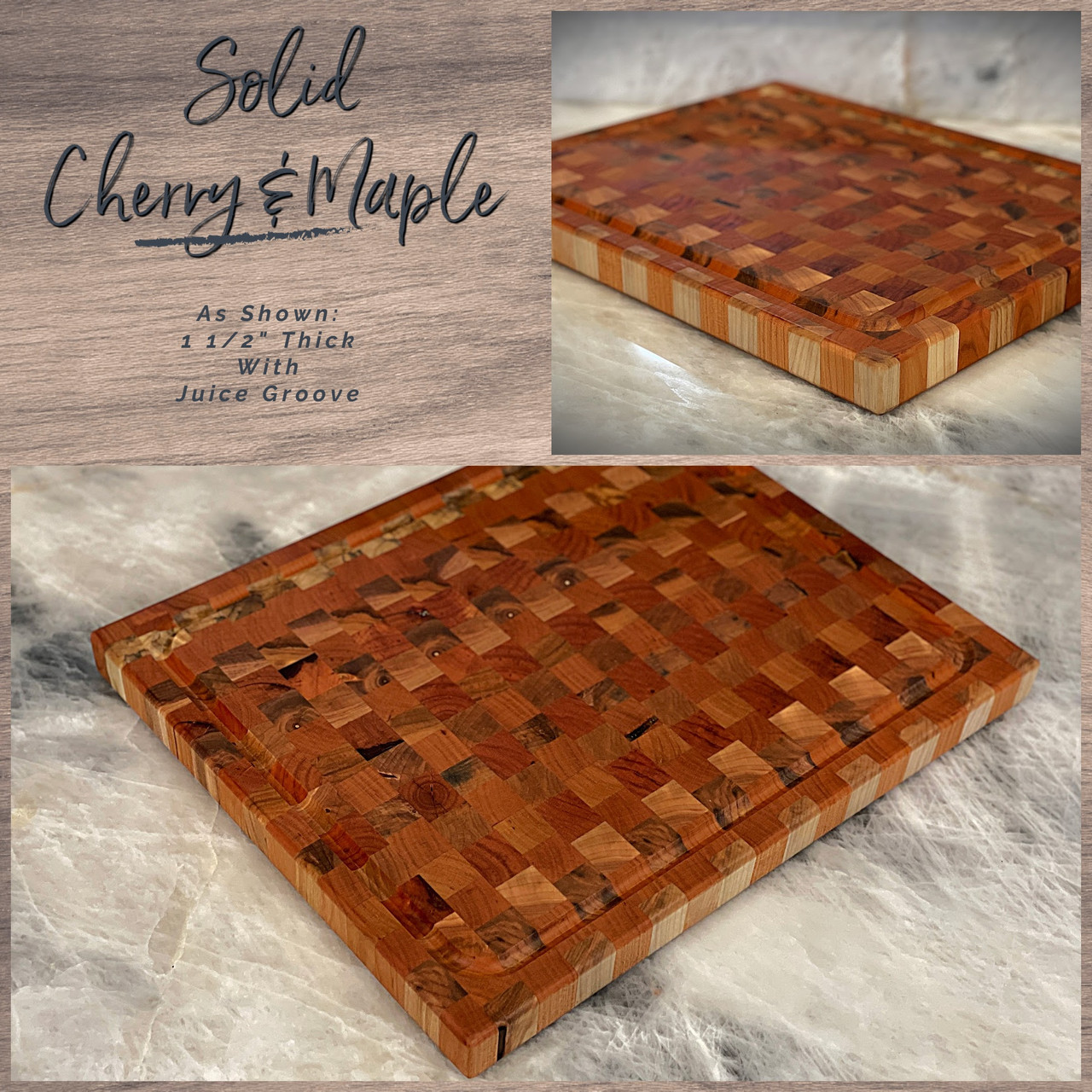 Middle Cherry: End-Grain Cutting Board - Global Sawdust