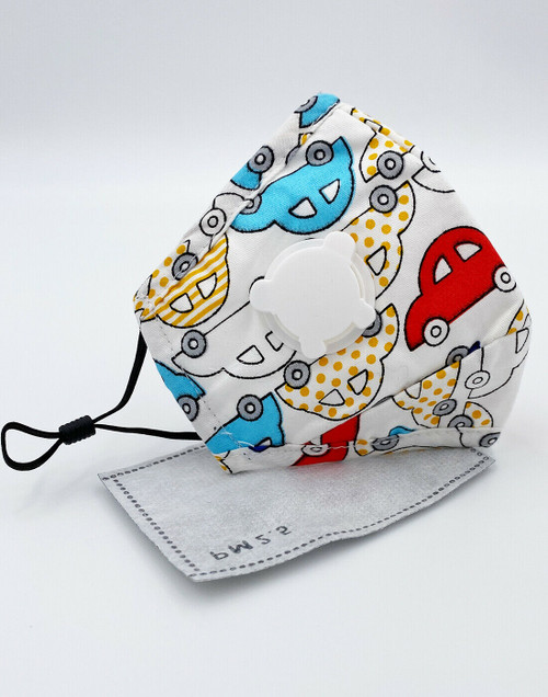 Little Car Kids Cotton Valve Face Mask Filter Pocket with 2 PM2.5 Filters Little Car Kids Cotton Valve Face Mask Filter Pocket with 2 PM2.5 Filters