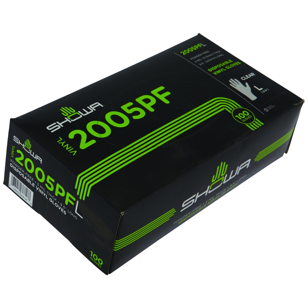 Showa Disposable Vinyl Gloves, Food-Grade, Powder-Free, 3mil, Clear