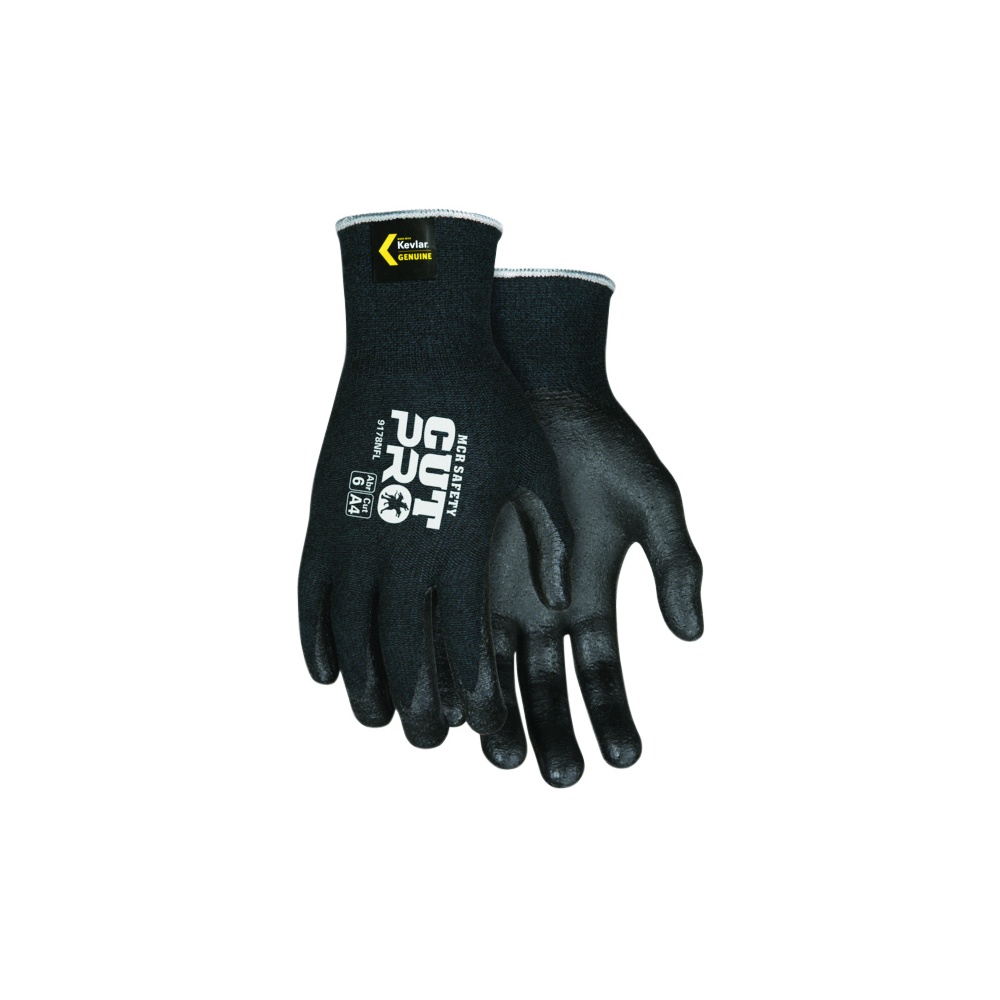 MCR Safety CutPro® Cut-Resistant Work Gloves, Kevlar/Synthetic Shell, Nitrile Foam Coating, 13 Gauge, Black