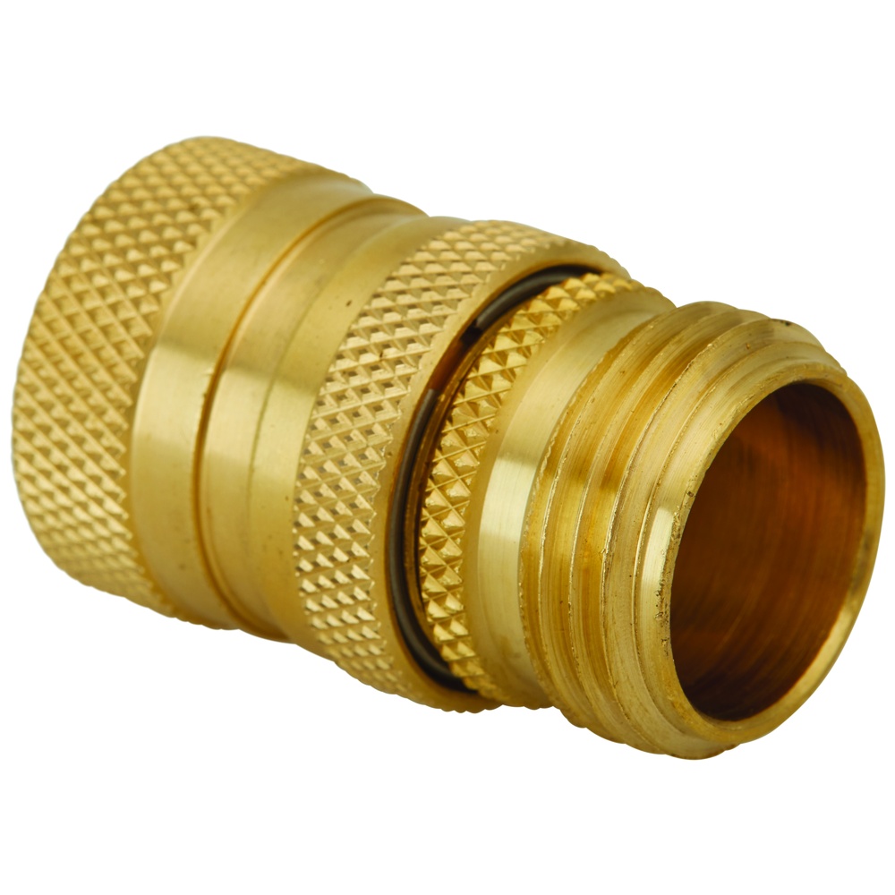 Hanna Rubber Quick Connect Coupler Set, 0.75 Inch Male GHT x 0.75 Inch Female GHT, Brass