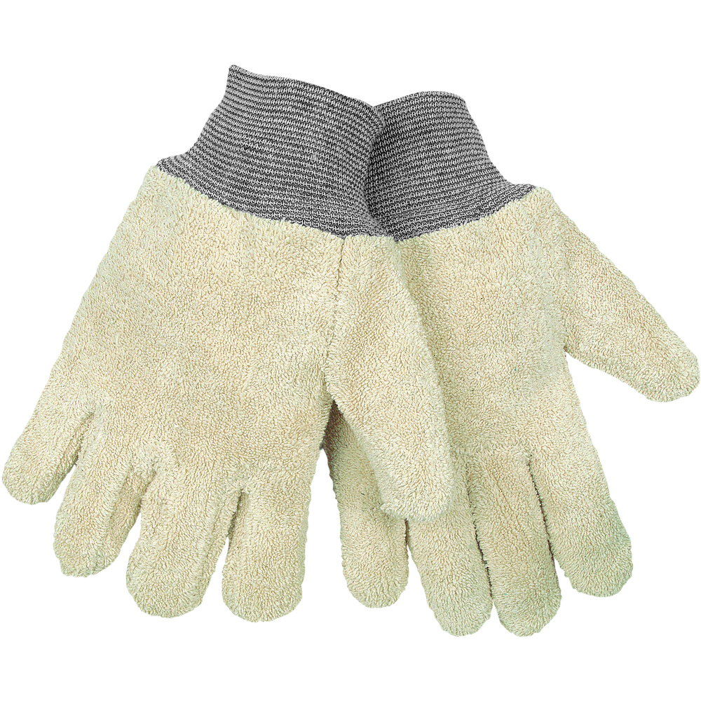 MCR Safety Hotline Heat-Resistant Work Gloves, Terry Cloth, 28 Ounce, Natural