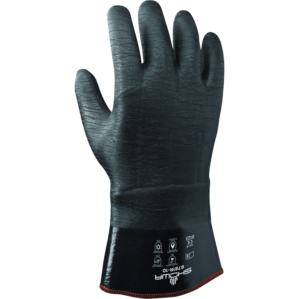 SHOWA 6781R-145 Chemical-Resistant Insulated Gloves, Rough Grip