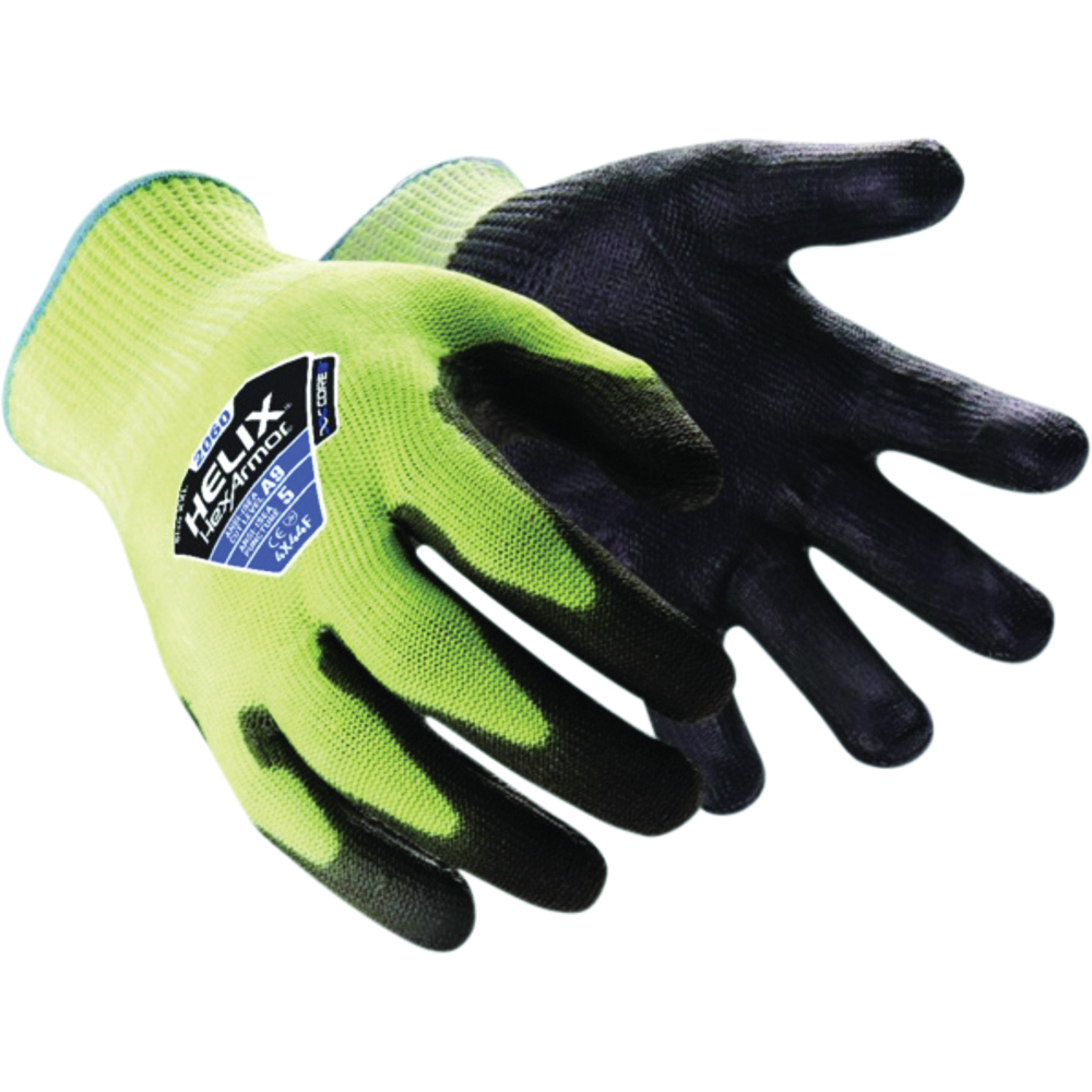 HexArmor® Gloves, Helix® 2060 with Core9™, HPPE/Steel/Fiberglass Blend w/Polyurethane Palm, 13 Gauge