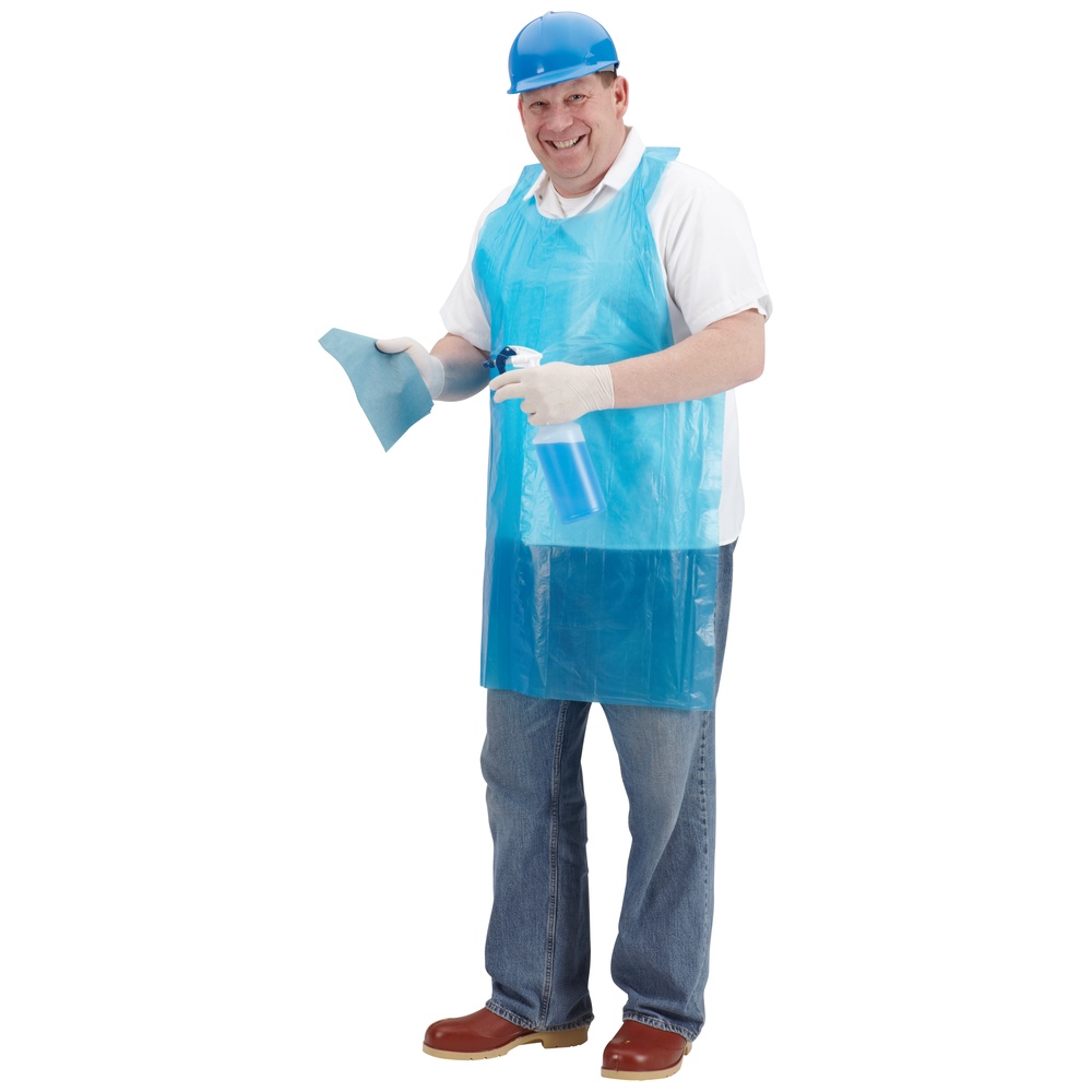 Prime Source Disposable Polyethylene Aprons, Individually Wrapped, 1 Mil, Blue