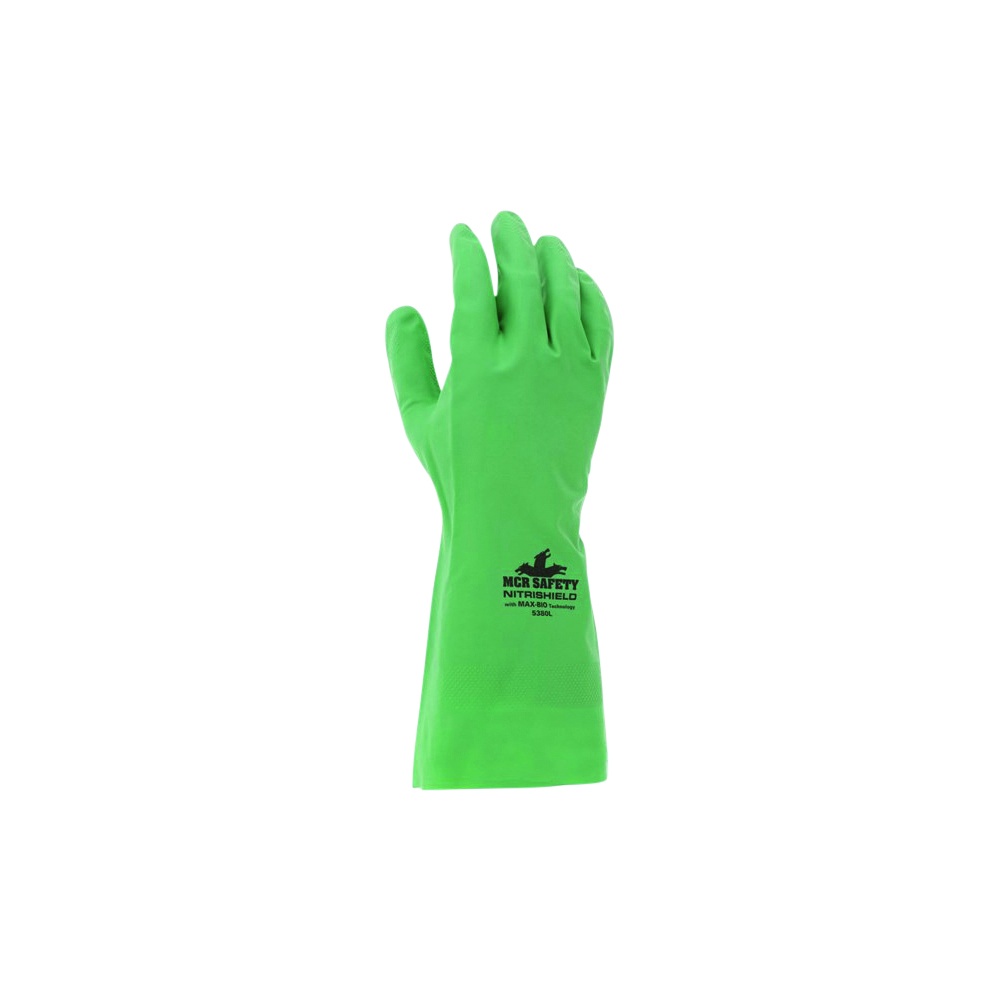 MCR Safety NitriShield™ Reusable Nitrile Gloves, Unlined, Biodegradable, FDA-Compliant, 12 Inch, Green