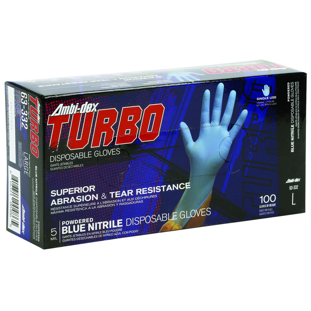 PIP Ambi-dex® Turbo Disposable Nitrile Glove, Powder-Free, Textured Grip, 5 Mil, Blue