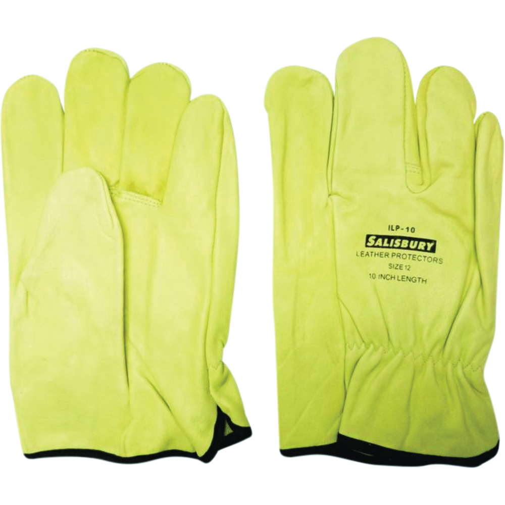 Honeywell Salisbury Insulating Gloves, Cowhide Leather, Straight Cuff, Shirred Back, 10 Inch, Yellow