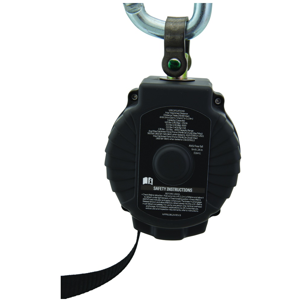 Honeywell TurboLite™+ Personal Fall Limiter, Single Leg, Locking Snap Hook