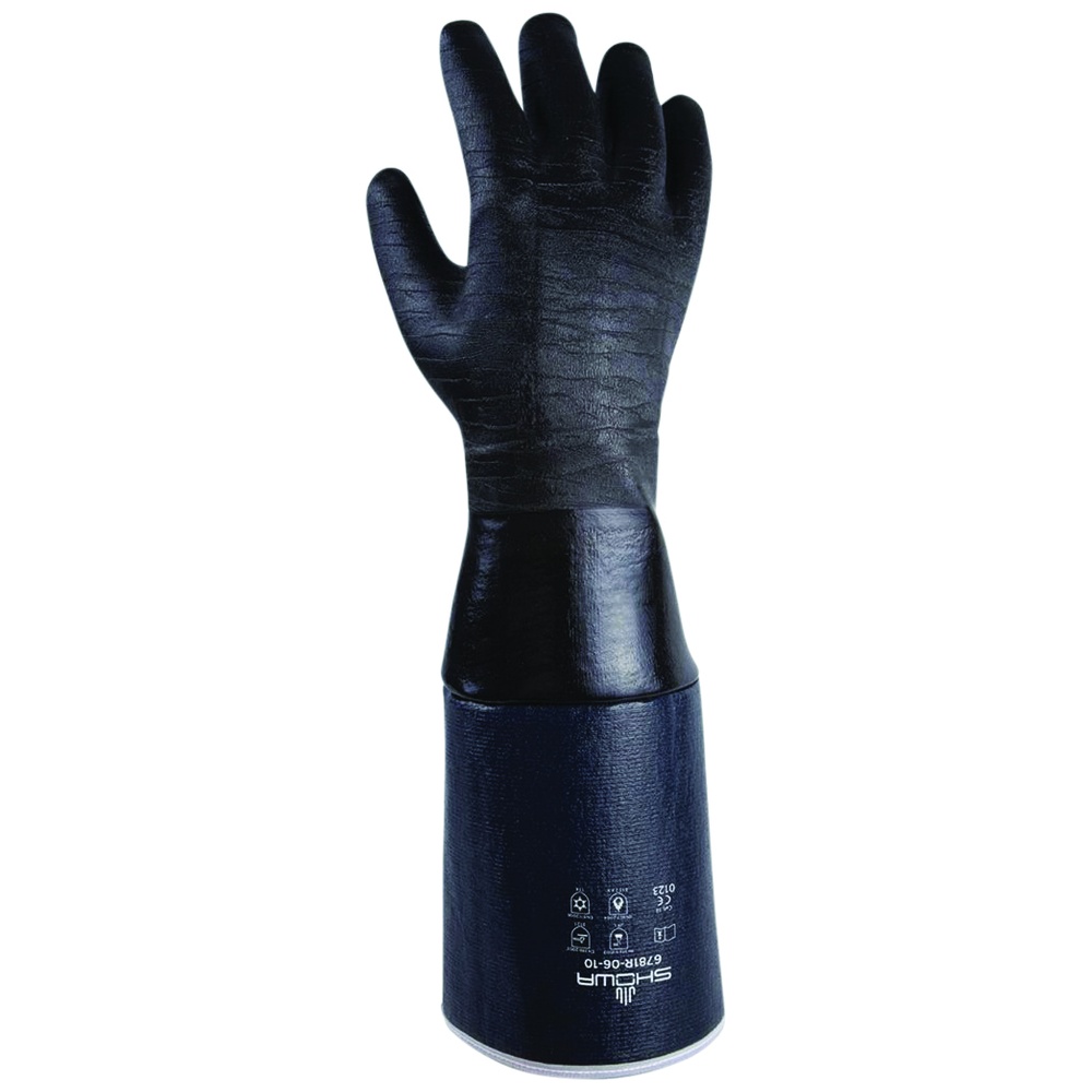 SHOWA 6781R-06 Chemical-Resistant Gloves, Neoprene Coating, Foam Insulated, Rough Grip