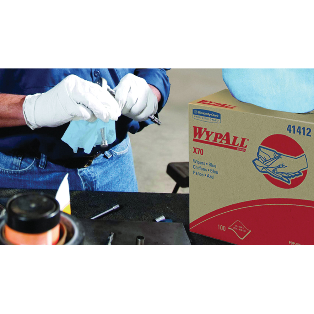 WypAll® PowerClean™ X70 Medium Duty Cloths, Dispenser Box, Blue