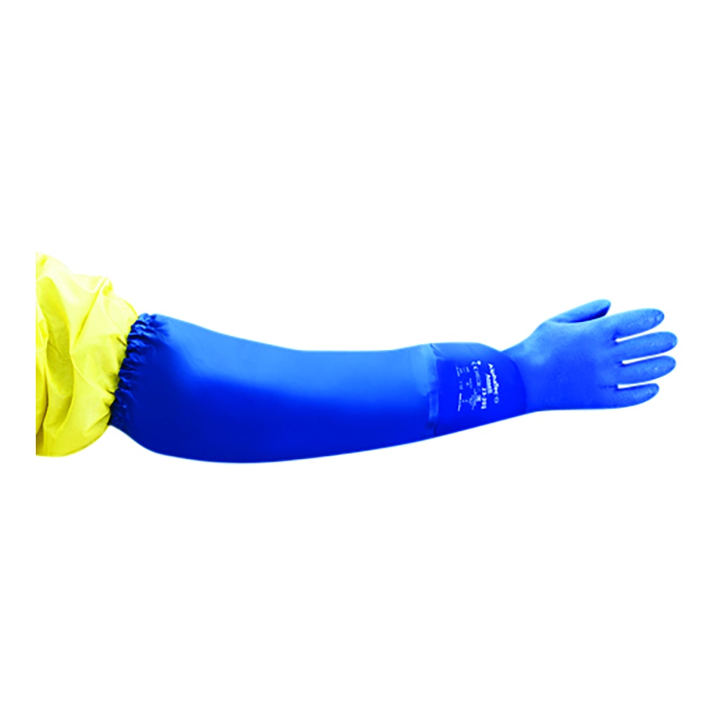 Ansell AlphaTec® 23-201 Long Sleeve Gloves, PVC Coated, Sandblast Grip, 13 Gauge, Blue