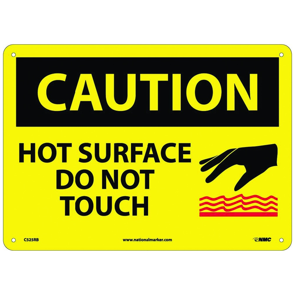 AccuFormNMC Caution Sign, "CAUTION HOT SURFACE DO NOT TOUCH", Rigid Plastic, Yellow/Black