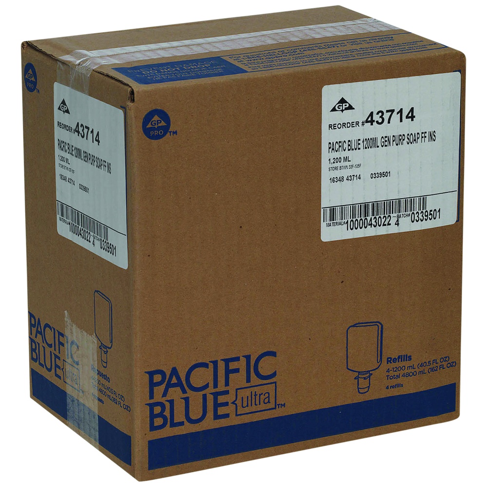 GP PRO Pacific Blue Ultra® Manual Dispensers Gentle Foam Hand Soap Dispenser Refills, Fragrance Free, Clear