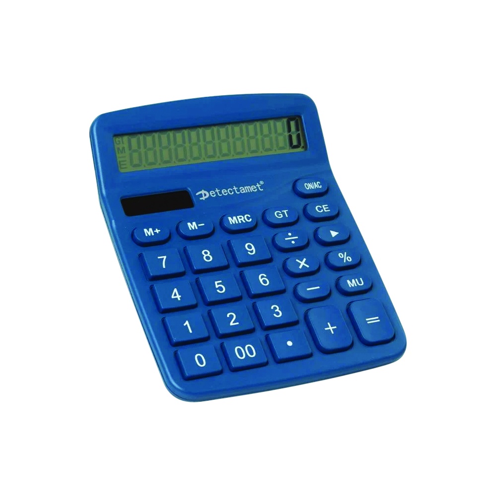 Detectamet Large Metal Detectable Desktop Calculator, Blue