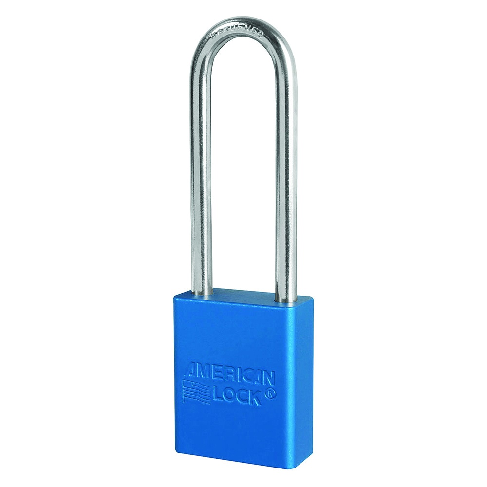 American Lock 1-1/2 Inch Wide Anodized Aluminum Safety Padlock with 3 Inch Tall Shackle, Keyed Different
