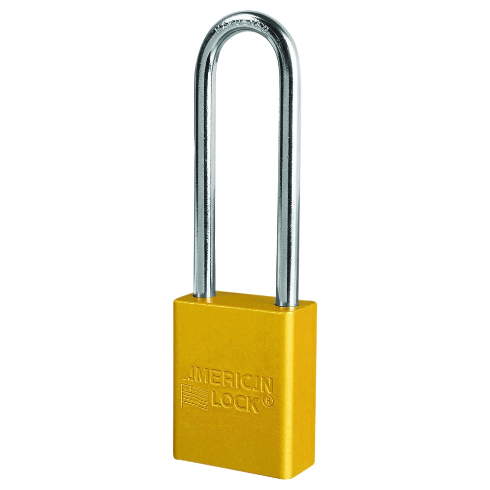 American Lock 1-1/2 Inch Wide Anodized Aluminum Safety Padlock with 3 Inch Tall Shackle, Keyed Different
