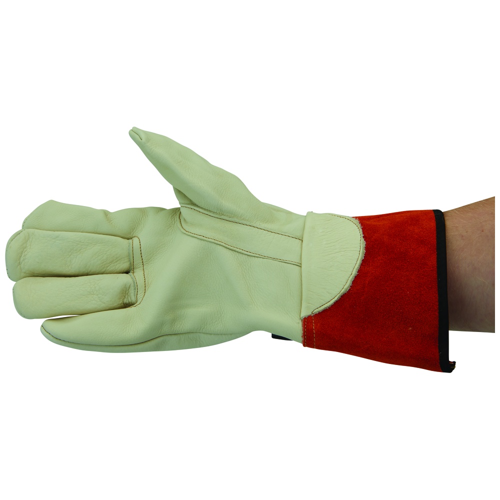 Honeywell Salisbury Leather Protector Gloves, Cowhide Leather, Gauntlet Cuff, Adjustment Strap, 12 Inch