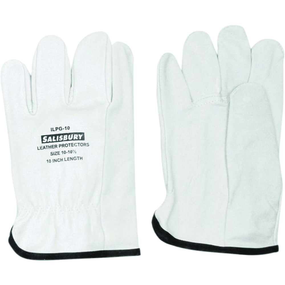 Honeywell Salisbury Leather Protector Gloves, Grain Goatskin Leather, Straight Cuff, Shirred Elastic Back, White