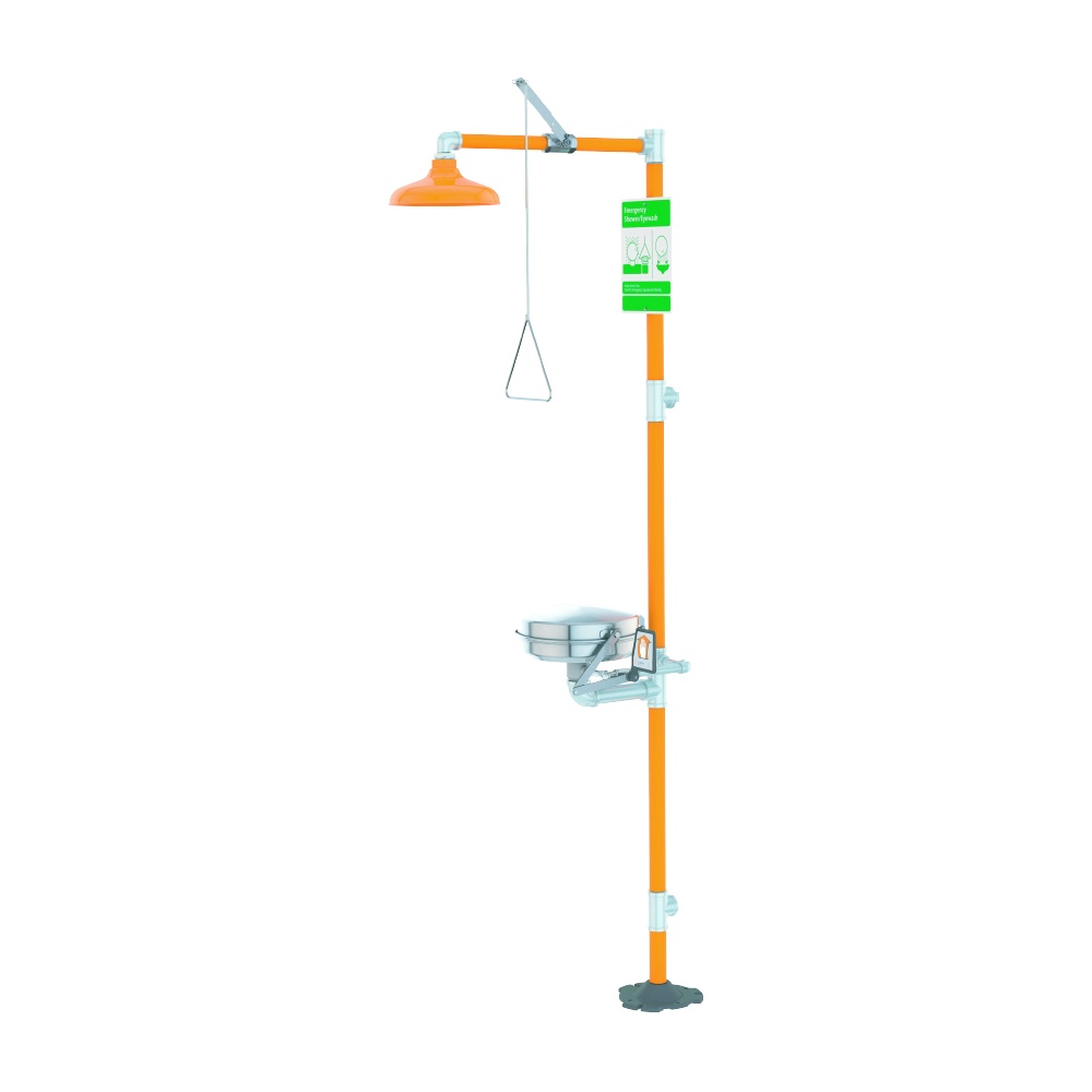 Guardian Equipment Safety Station with Eye Wash, Stainless Steel Bowl with Cover, ABS Shower Head