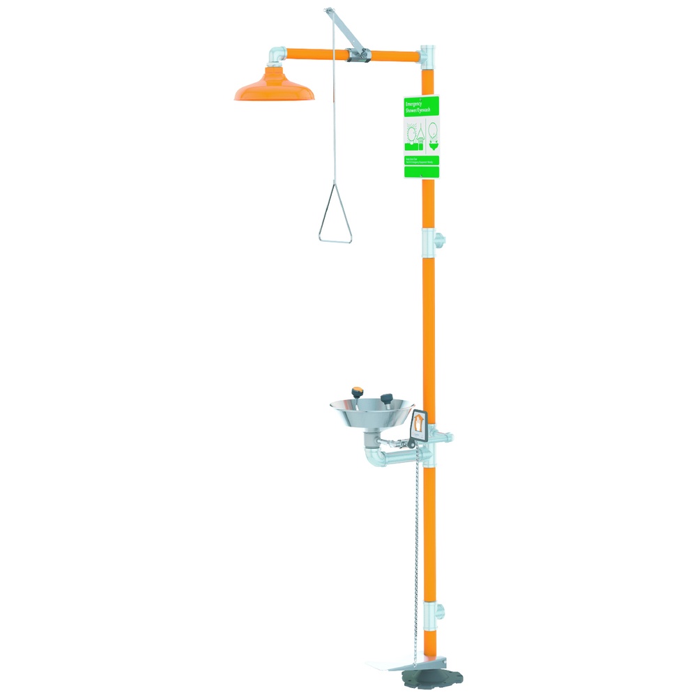 Guardian Equipment Safety Station with Eye Wash, Stainless Steel Bowl, ABS Shower Head, Hand and Foot Controls