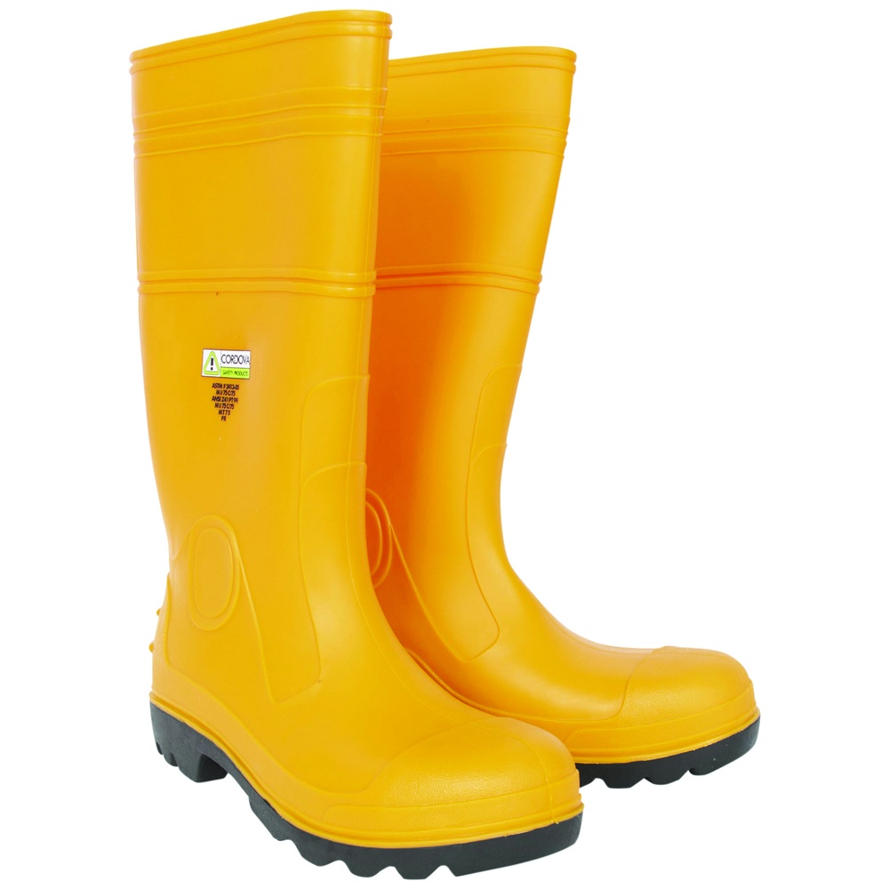 Cordova Safety PVC Boots, Steel Toe, 16 Inch, Yellow